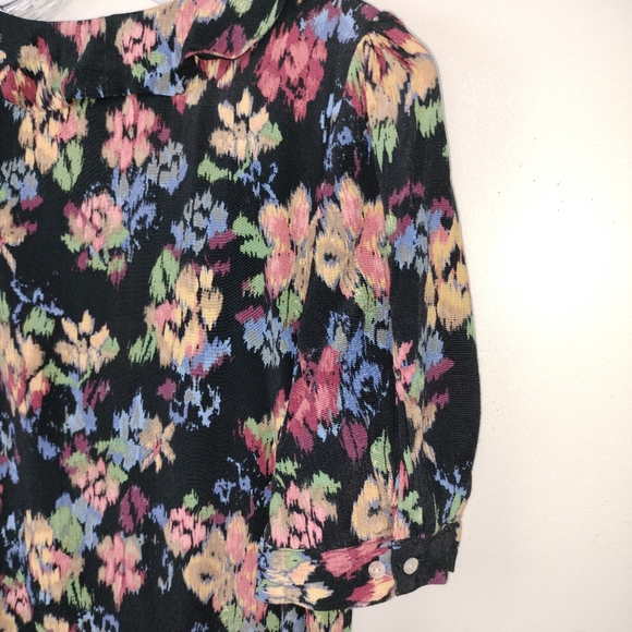 Zara Trf Collection Abstract Floral Ruffle Collar V Neck Button Down Sz. S - Picture 5 of 9